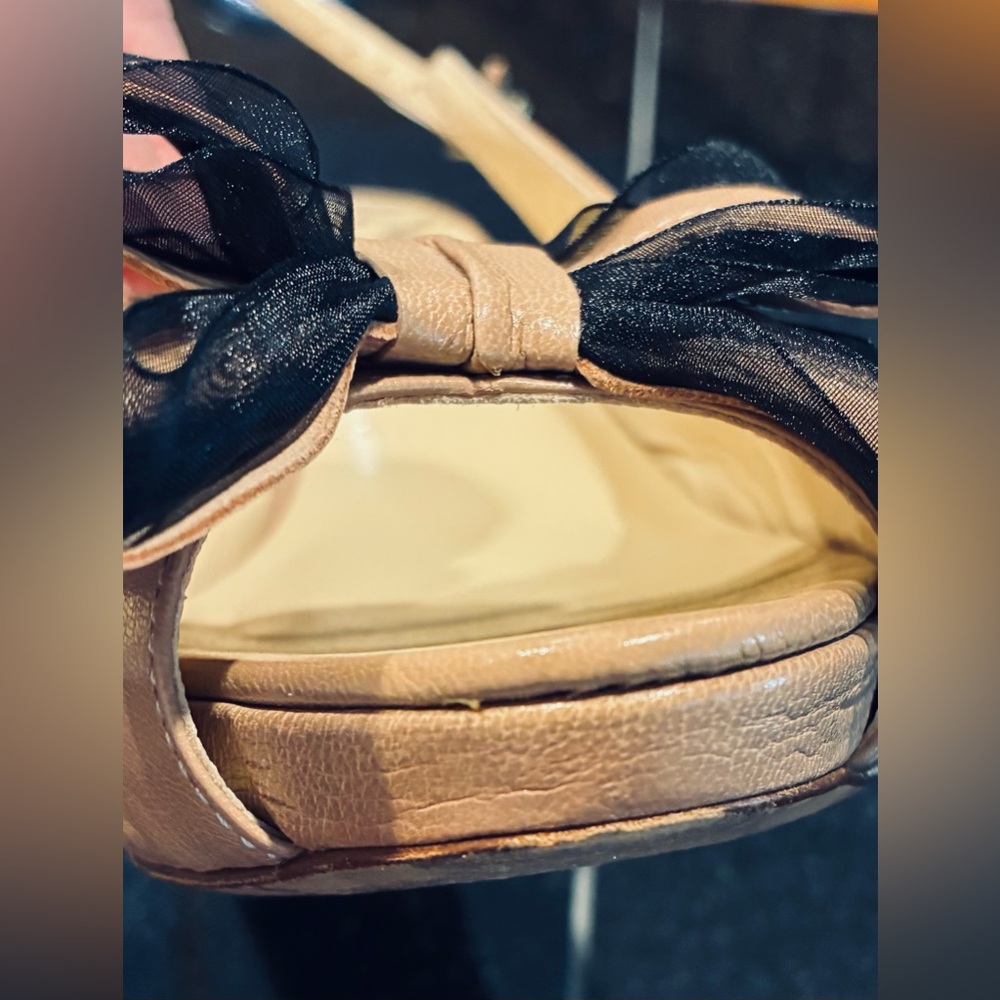 Kate Spade New York Billow Leather Slingback Heels Tan SZ. 7.5 Made In Italy - Picture 6 of 14